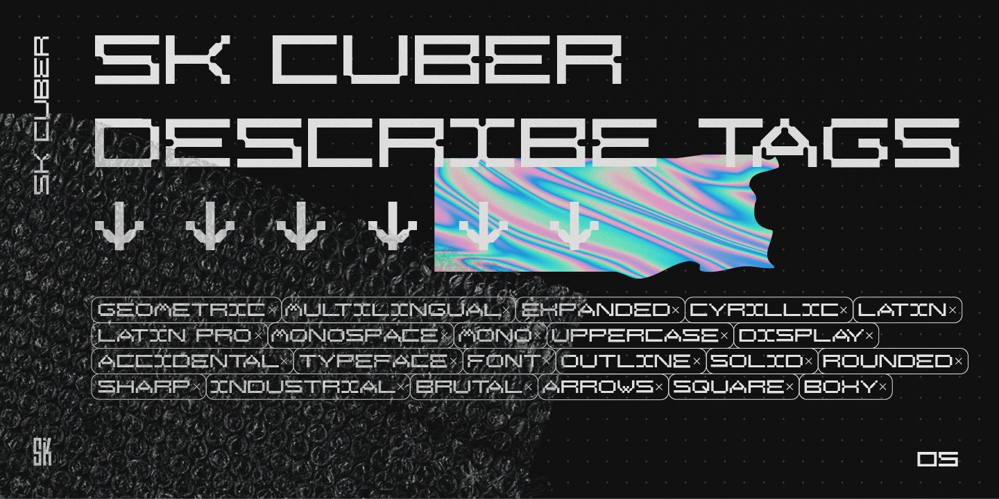SK Cuber Expanded Outline Font preview